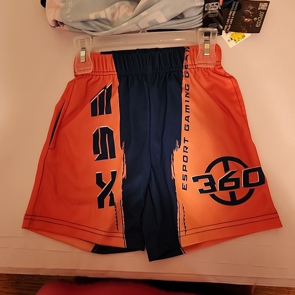 ESPORTS Gamer Boys Blue & Orange Cyber 360 ESX Outfit T-Shirt Top & Shorts Set - Picture 3 of 7